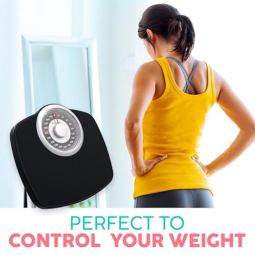 Adamson A25 Scales for Body Weight - Up to 400 LB - 5.3" Dial on 12.4" x 10.2" Platform - Anti-Skid Rubber Surface - High Precision Bathroom Scale Analog - Durable with 20-Year Assurance - Gold