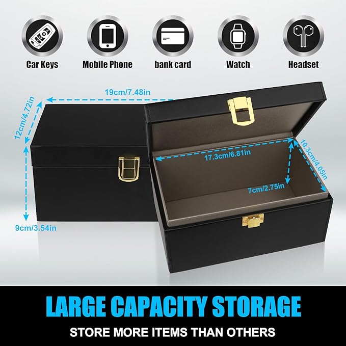Diyife Car Key Signal Blocker Faraday Box [7-9 Keys] 19 x 12 x 9cm Large Capacity With 2 Pack Pouches, Anti-Theft Fob Protector RFID Signal Blocking