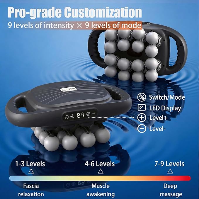 16 Head Massage Gun Deep Tissue, High Power Percussion Massager with 9 Styles & Levels, Uiet Muscle Massage Gun for Back, Shoulders, Legs, Foot, Body Muscle Pain Relief