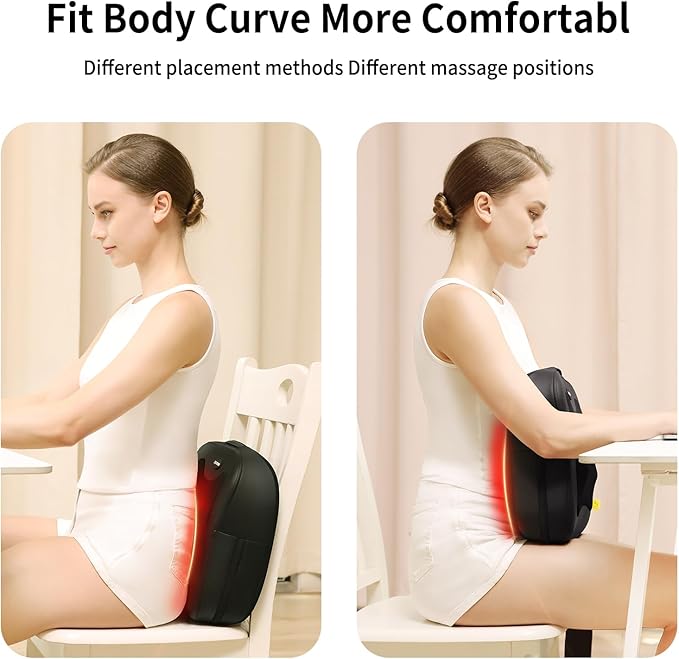 2 in 1 Back Massager and Lumbar Support Pillow with Heat, Shiatsu Massagers Deep Tissue Kneading Massage Pillows for Lower Back Leg Shoulder, Pillow for Office Chair, Gifts for Mom Dad Women Men