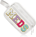 COSHAYSOO Clear MEDS Bag Travel Medicine Zipper Pouch Small Medication Drug Pills Storage Case, Preppy Cute Cruise Air Car Traveling Essentials Accessories Organizer Easter Gift for Women Teen Girls