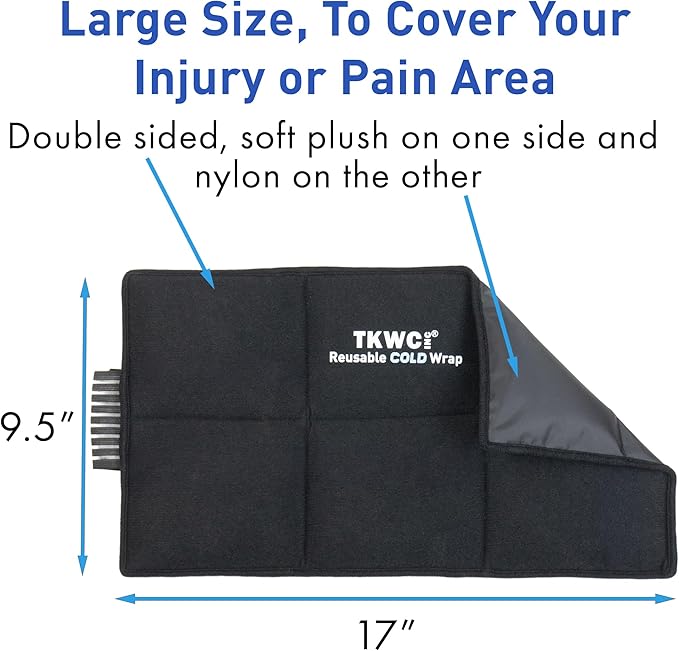 Oversize Universal Flexible Gel Cold Wrap - Ice Pack With 2 Straps for Instant Therapy Relief, Back, Shoulder, Elbow, Wrist, Hip, Foot Compress for Swelling, Pain, Sprains & Aches (Black)
