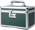 Lockable Medication Box with Portable Storage Case, 10.2''x 6.8''x 6.8'', Childproof Medicine Lock Organizer, Lockbox for Secure Cash, Jewelry, ID Documents (Green/Small)