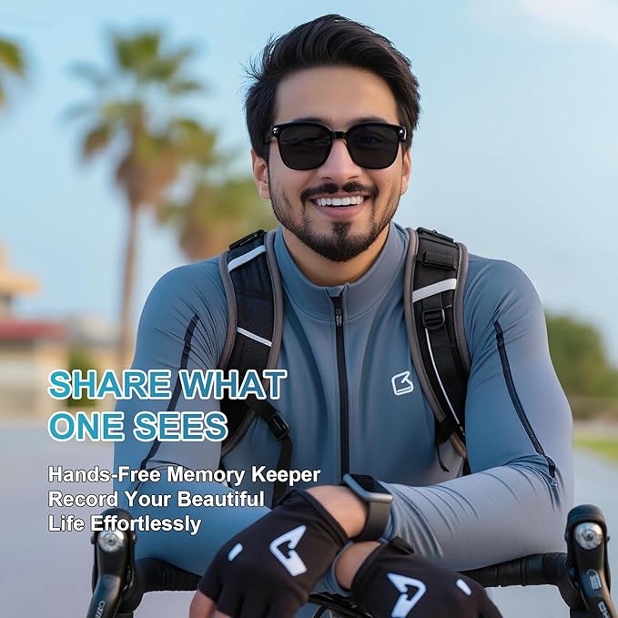 AI Smart Glasses with Camera, 8MP HD Camera Glasses with Video Recording Dual Mic, Real-time Translation & AI Voice Assistant, Identify Objects, IP65 Waterproof, Ideal for Travel & Meetings