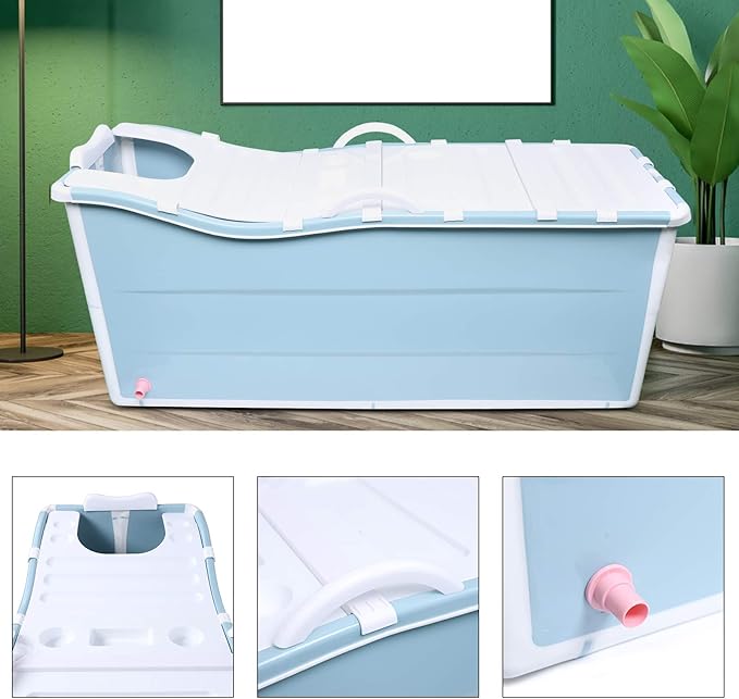 Foldable Bathtub for Adult, Portable Tub for Hot/Ice Bath for Home Camping Travel Shower, 53 x 21 x 20 Inch