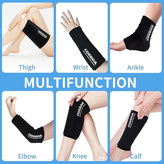 Knee Ice Pack Wrap, Reusable Gel Cold & Hot Compression Sleeve for Injuries, Pain Relief, Swelling Reduction and Post-Surgery Recovery, Comfortable & Skin-Friendly