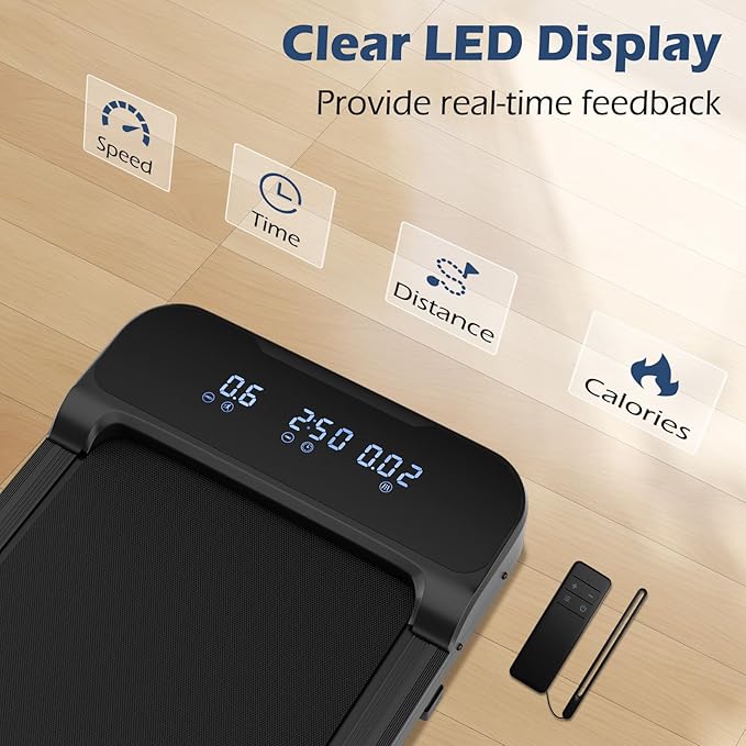 GYMAX Walking Pad, 2.5HP 3 in 1 Under Desk Treadmill with Remote Control, LED Display & 3 Countdown Modes, Free-Installation Portable Compact Running Jogging Machine for Home Small Space