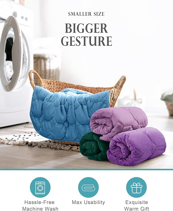 Cottonblue Weighted Lap Blanket Pad 7 lbs 29" x 24", Cozy Luxury Crystal Velvet Weighted Blanket for Adults, Small Weighted Blanket Throw All Season for Travel Relaxation Sleeping, Purple Blanket