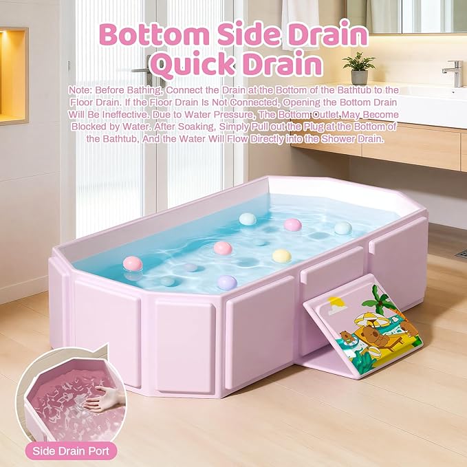 Portable Bathtub, Foldable Bathtub No Installation, Bathroom SPA Soaking Tub, Shower Stall Collapsible Hot & Ice Bath Tub (Light Green, 29.5"L x 17.7"W x 9.8"H)