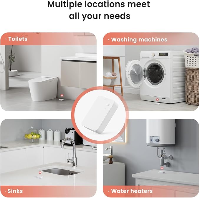 TREATLIFE WiFi Water Leak Detector 1 Pack, Smart 2.4GHz Water Sensor Alarm with App Alerts, Compatible with Alexa, Google Home, Wireless Water Leak Sensor for Home, Basement, Kitchen, Bathroom