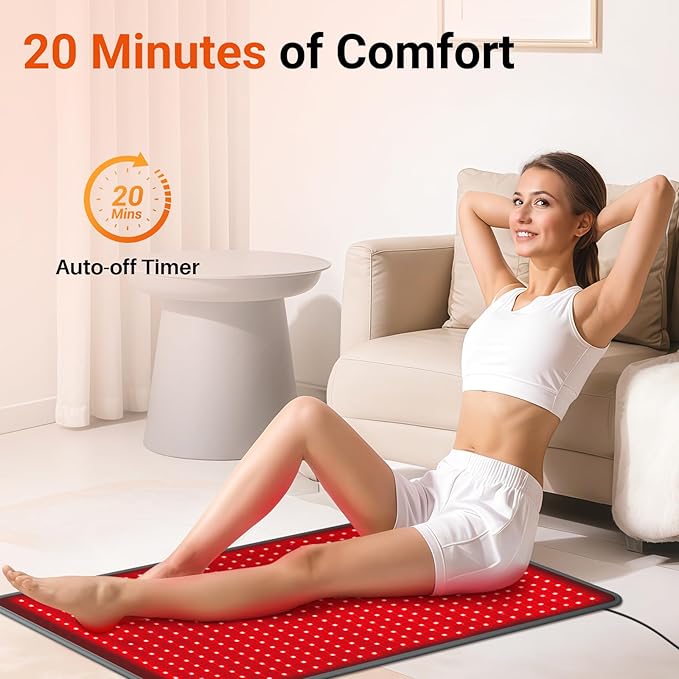 Comfytemp 41.5'' x 26'' Red Light Therapy Mat for Body, Large Near Infrared Light Therapy Pad with 560 LEDs, 660nm & 850nm Light Blanket for Back Belly Knee Waist Leg Joint Muscle, 96W