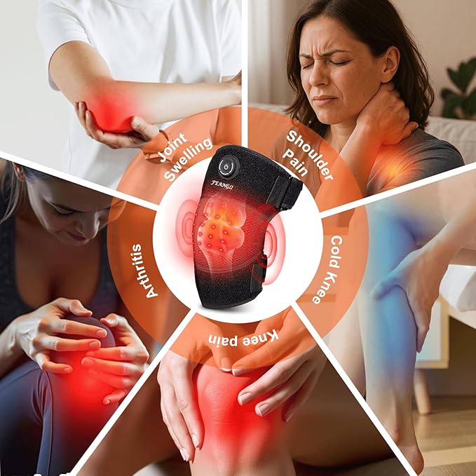 Red-Light-Therapy, Infrared Light Knee Brace Wireless Rechargeable for Knee Shoulder Pain Relief, 660nm & 850nm Infrared Therapy Heated Device for Knee/Shoulder/Joint/Elbow, Gifts for Women Men