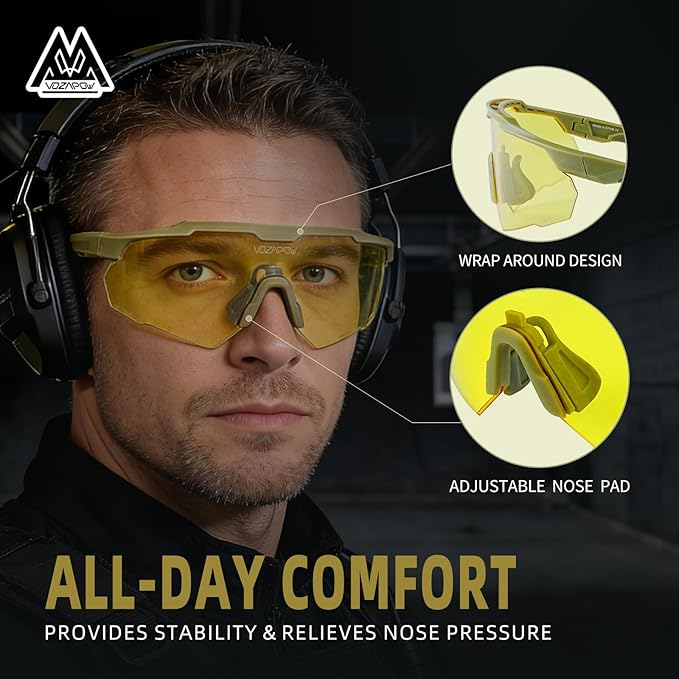 Shooting Glasses Anti Fog with High Definition Lenses, ANSI Z87.1 Certified Tactical Safety Glasses for Men Women