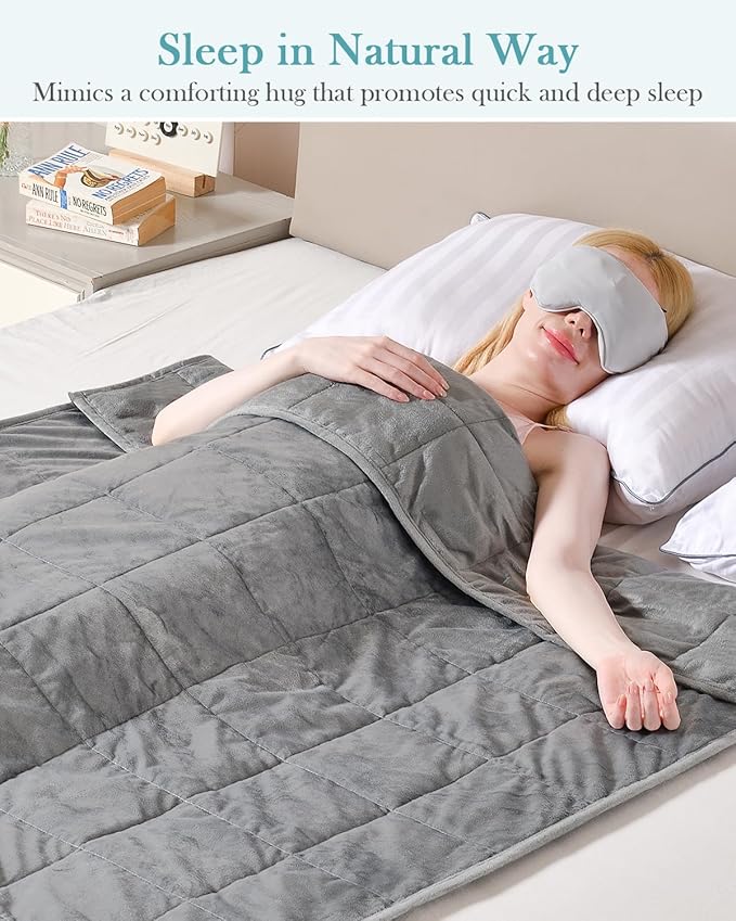 Topblan Weighted Blanket Twin Size 15lbs, Adult Weighted Blankets with Soft Warm Fabric for Sleeping and Calming, Adult Heavy Blanket for Sofa Bed, Grey, 48 x 72 inches