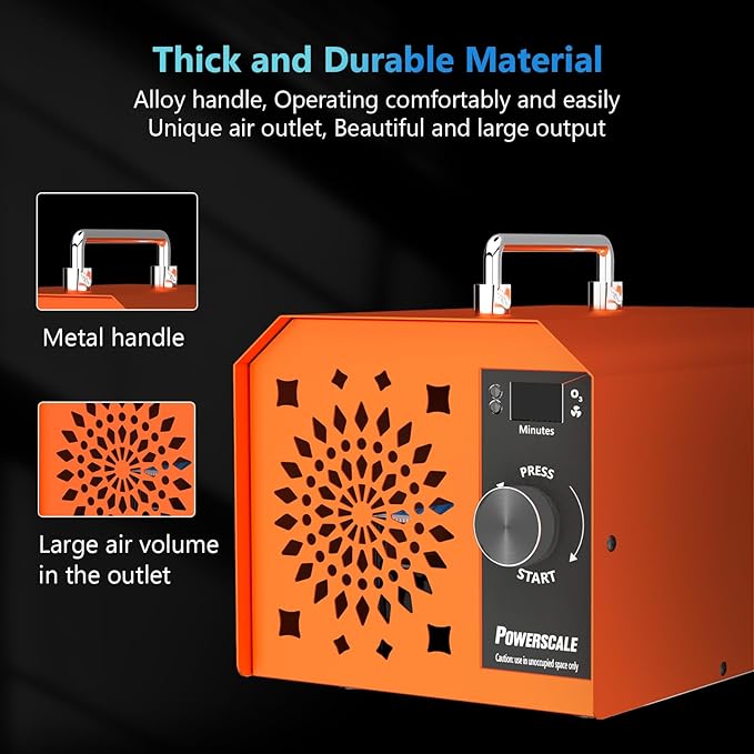 Powerscale Commercial Ozone Machine 250,000mg/h Odor Removal Intelligent Control Ozone Generator Odor Eliminator OZB3 for Large Homes Offices High Capacity Ozone Air Purifier to 21,000sq.ft. Orange