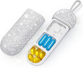Yivaiks Bling Travel Pill Organizer Crystal Rhinestone 3 Compartments Portable Pill Case Daily Pill Box to Hold Vitamins Small Pill Container for Pocket Purse Medicine Organizer(White)