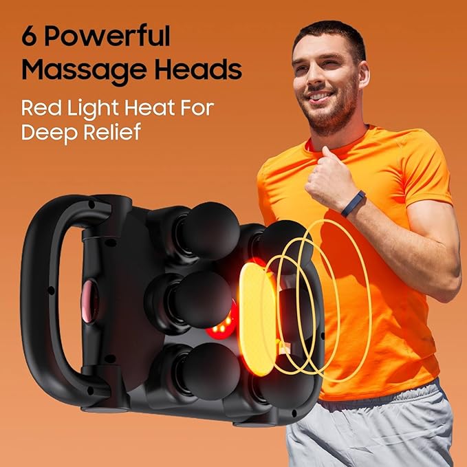 6-Head Massage Gun Set, Deep Tissue Percussion Massager with 5 Modes & 20 Intensities, Quiet Handheld Muscle Massager for Back, Shoulders, Legs & Feet, for Home, Office, Gym & Travel,