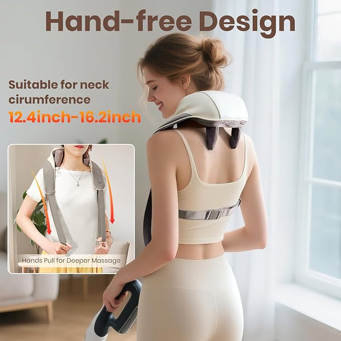 Neck and Shoulder Massager, 6D Neck Massager for Pain Relief Deep Tissue, Brushless Neck Massager with Heat, 10 Mins Auto-Off, 2 Modes & 3 Speeds, Ideal Gift for Friends Family Lover