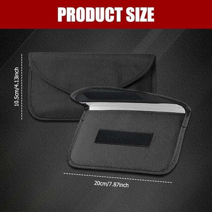 2PCS Faraday Bags for Car Key and Cell Phone, Signal Blocking Bag, Faraday Key Fob Protector, Universal Cell Phone Privacy Card Protection Car Accessories for Anti-Thefting (Black)