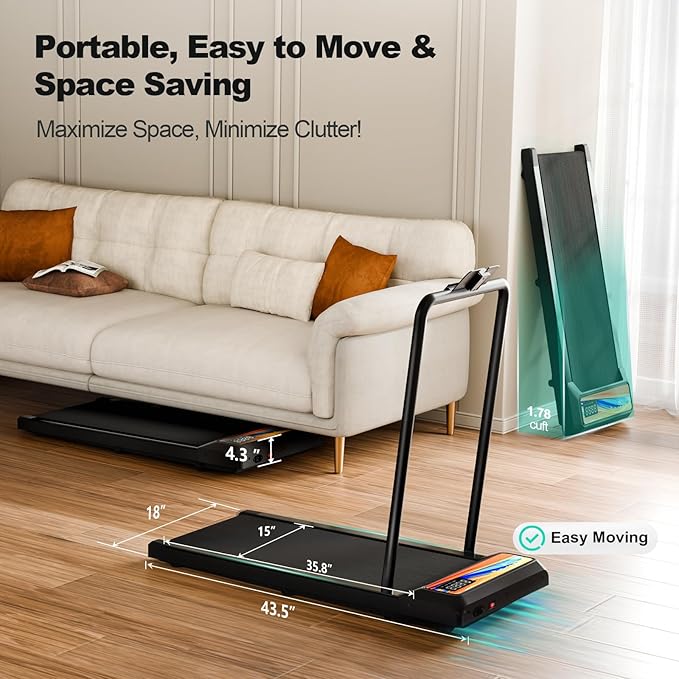 Walking Pad Treadmill, 3 in 1 Under Desk Treadmill for Home Office w/2.5HP Motor/4.0MPH/45dB, Walking Pad w/Safety Handle/Remote/LED Display, Portable Treadmills Supports Up to 300lbs