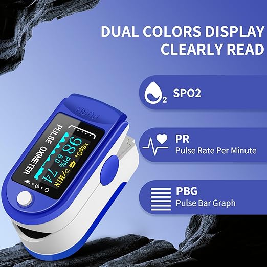 Two-Toned Athletic and Aviation Pulse Oximeter SpO2 and PR Value Waveform Blood Oxygen Neck/Pulse Oximeter Fingertip/Wrist/Fingertips (Sky blue)