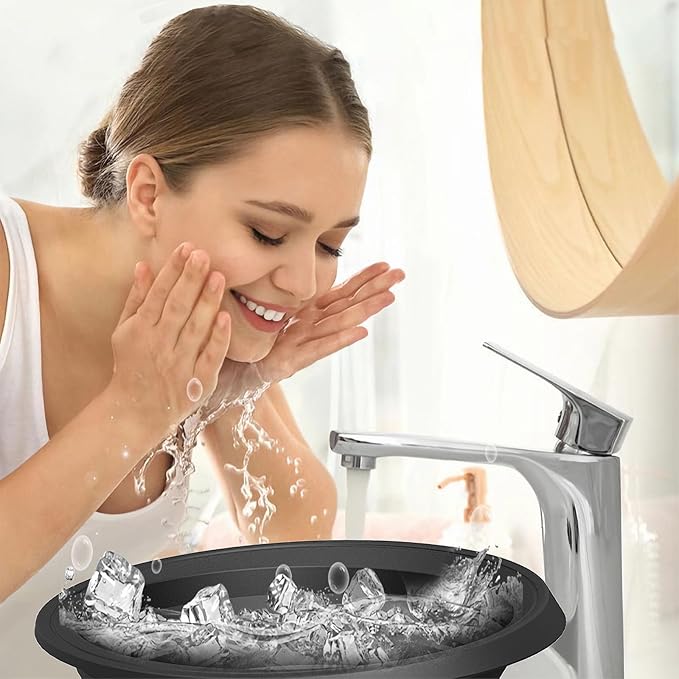 Face Bowl for Ice with Built-in Icetray, Silicone Ice Facial Foldable Washbasin, Ice Bath for Face,Facial Plunge Bowl