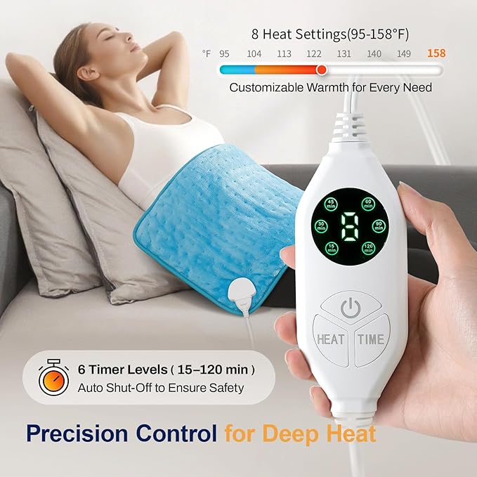 High-Heat Boost & Rapid Heat-Up XL Heating Pad for Back/Neck/Shoulder Pain Relief, Electric Pad for Period Cramps/Sore Muscles, Birthday Christmas Gifts for Women,Men (Summer Night Grey, 12"x24")