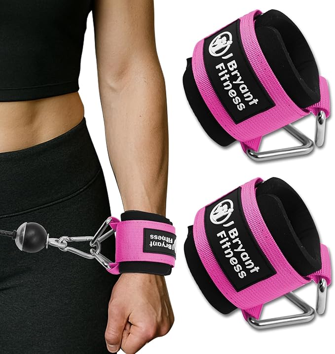 J Bryant Fitness Wrist Cuffs for Cable Machines – Heavy Duty Adjustable Wrist Straps with 7mm Neoprene Padding for Strength Training, Pull Exercises, and Forearm Support