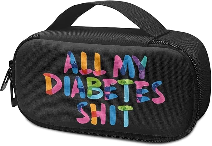 Rnyleeg Diabetic Supplies All My Diabetes Shit Bag Diabetic Travel Bag Insulin Cooling Case Insulated Organizer for Glucose Meter, Insulin Pen, Blood Sugar Test Strips