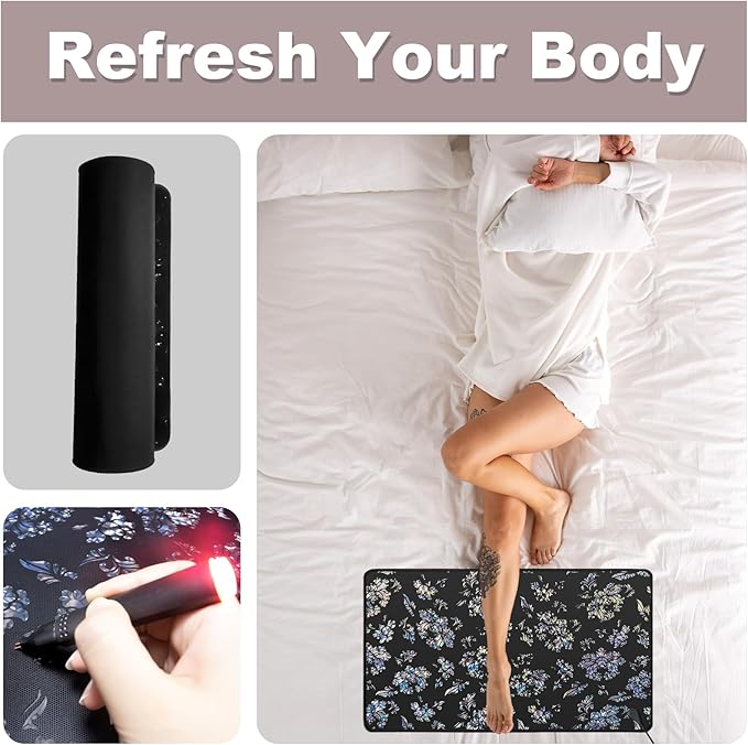 Grounding Mat for Feet, 11.8x23.6in Grounding Pad Earth Mat with 15ft Cord for Better Sleep