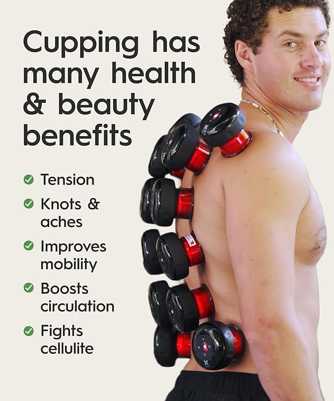 REVO The Original 4-in-1 Smart Cupping Therapy Massager, Red Light Therapy for Targeted Pain Relief, Knots, Aches, Muscle Soreness, Circulation & Tighter Skin, Portable Electric Massager- 2 Pack