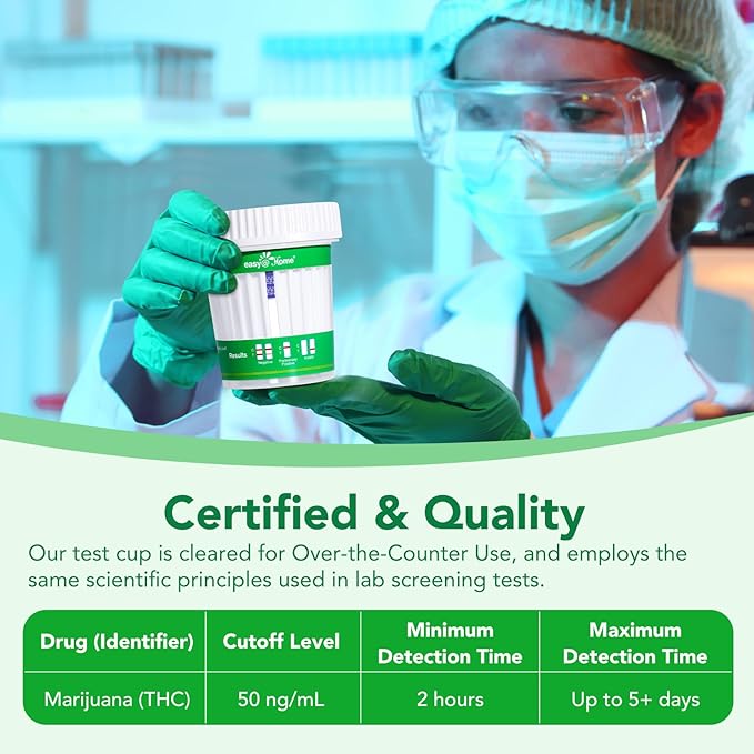 Easy@Home Marijuana Test Cup, THC Urine Drug Testing Kit, 5-Minute Results, Weed Cannabis Screening for Detox THC Flush, 1 Pack -#ECTH4-114A3