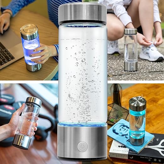 HydroForge Hydrogen Water Bottle Generator — xxoZ German Glass Molecular Hydrogen Bottle with SPE PEM Technology | Hydrogen-Rich Water in 3 Minutes | USB Rechargeable Portable, Gym, Office & Travel