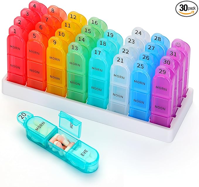 Monthly Pill Organizer, 31 Day Pill Dispenser 3 Times a Day with Small Pill Box, 4 Week Pill Container for Vitamins, Fish Oil, Supplement and Medicine- BPA Free, Easy to Use