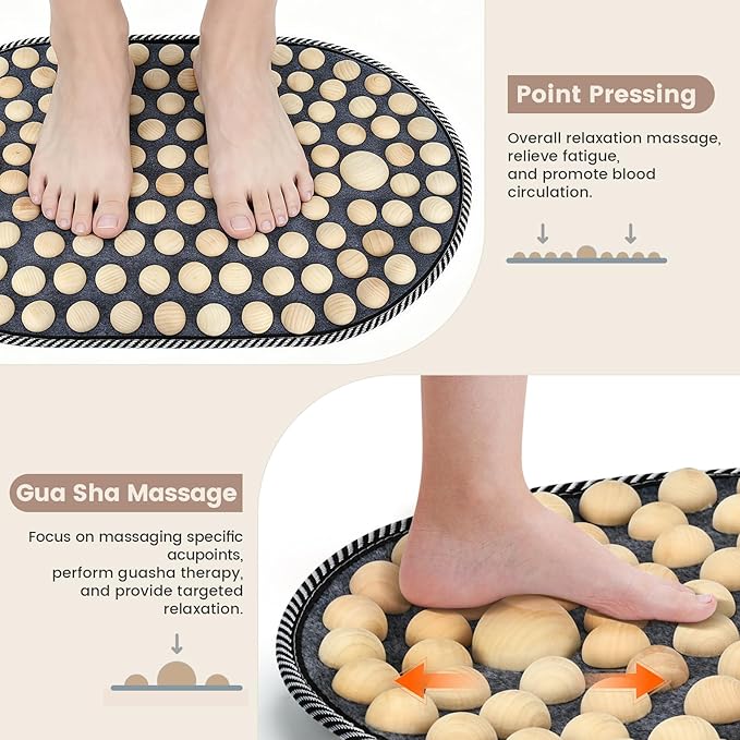 Feet Acupressure Mat, Wood Foldable Foot Massager Mat, Portable Pressure Point Massage Pad, Anti Fatigue Office Standing Desk Pad, Reflexoloy mat, Stand Up Pad, Relieve Foot Pain