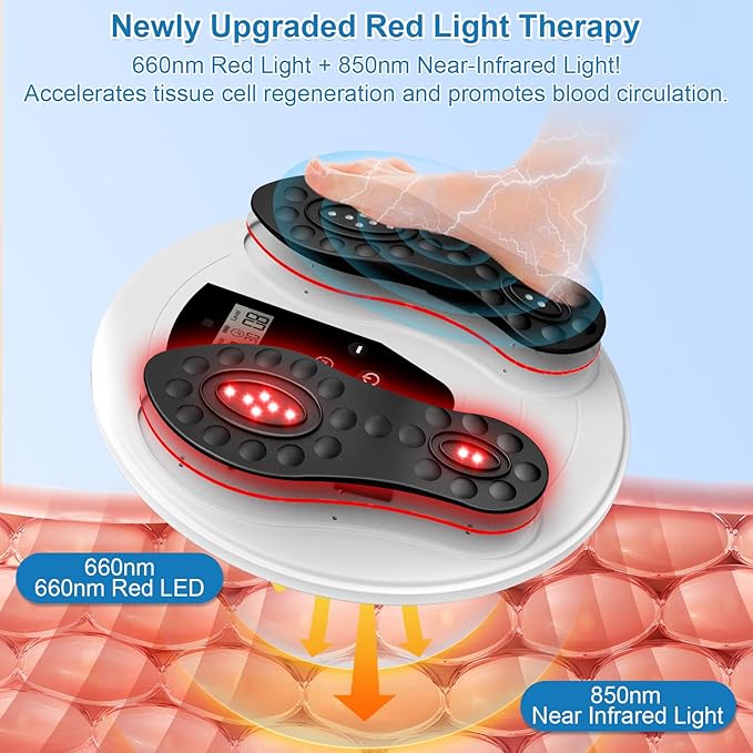 FSA EMS Foot Massager Pro for Neuropathy & Pain Relief with Upgraded Infrared Therapy, Rechargeable TENS Electric Muscle & Nerve Stimulator for Plantar Fasciitis Relief, Blood Circulation Booster
