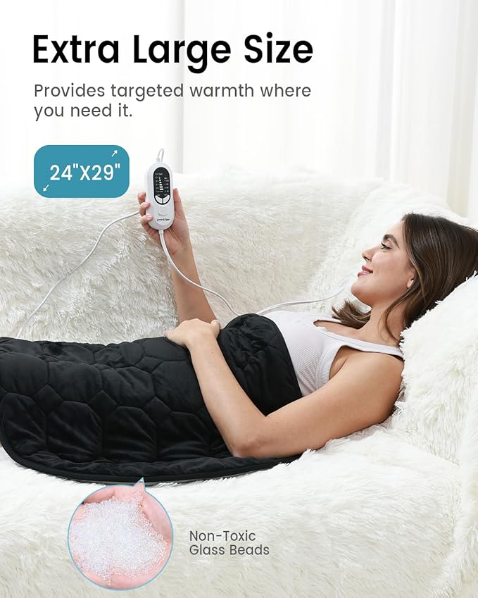 immtree Weighted Heating Pad for Deeper Pain Relief, 5lbs XXXL Size(29x24) with Fast Heat Technology, Heated Blankets for Adults, Relief for Back and Shoulder and Knee