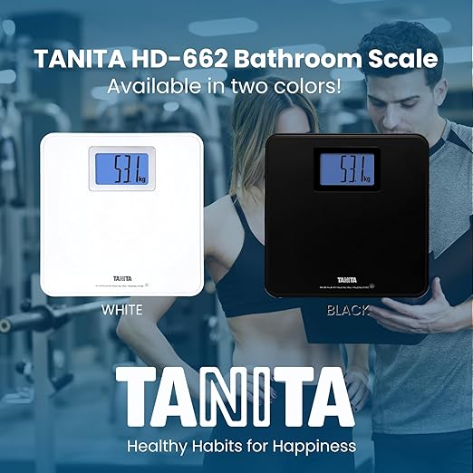 Tanita HD-662 Digital Weight Scale (Black) - Japan Technology Bathroom Scale with 330 lb Weight Capacity - 2" Blue Backlit Large LCD Display - Accurate, Durable, Step-On Operation