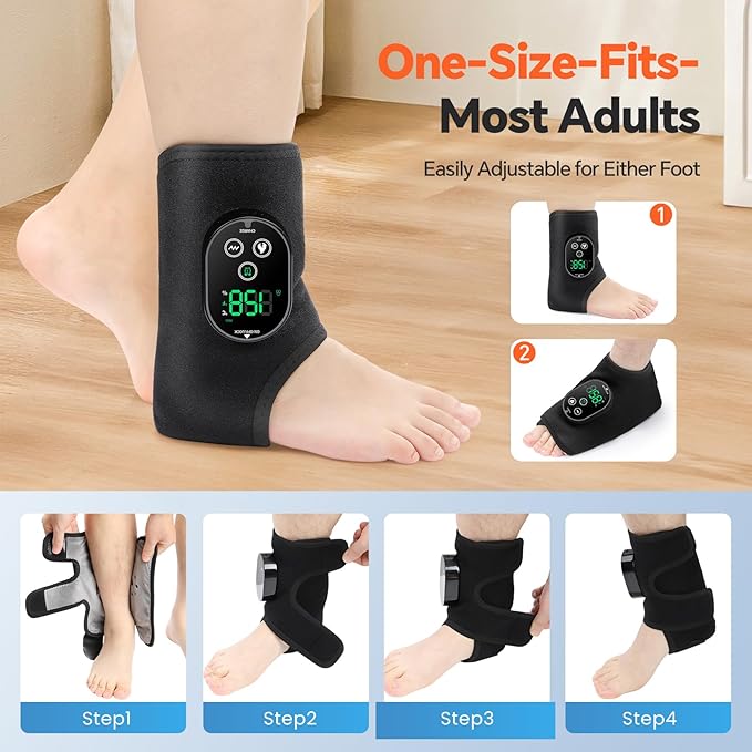 Cordless Foot Massager for Neuropathy, Foot and Ankle Massager for Pain Relief, 3000mAh Rechargeable Ankle Heating Pad with Massage for Circulation