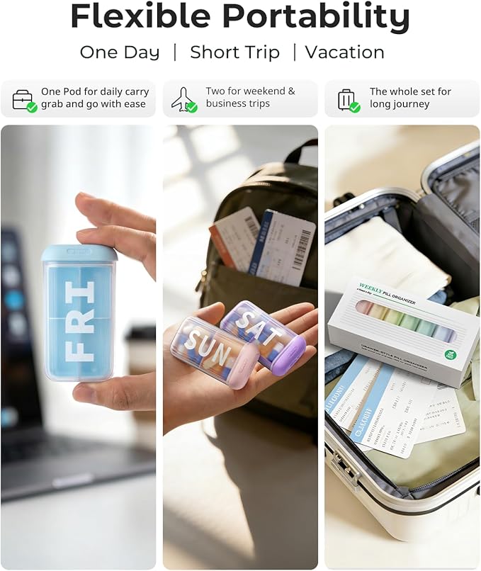 Betife Pill Organizer 2 Times a Day, AM PM Weekly 7 Day Large Pill Box, Travel Medicine Vitamin Holder Container for Daily Supplements