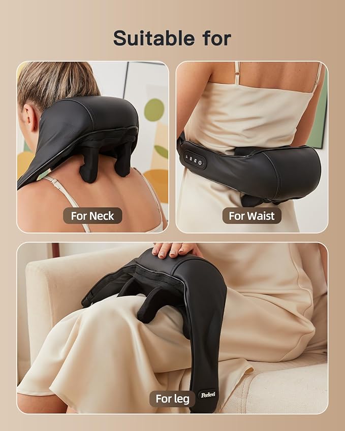 Neck & Shoulder Massager with Heat, 6D Deep Tissue Shiatsu Kneading for Neck, Shoulders & Upper Back, Hands-Free Relief After Work