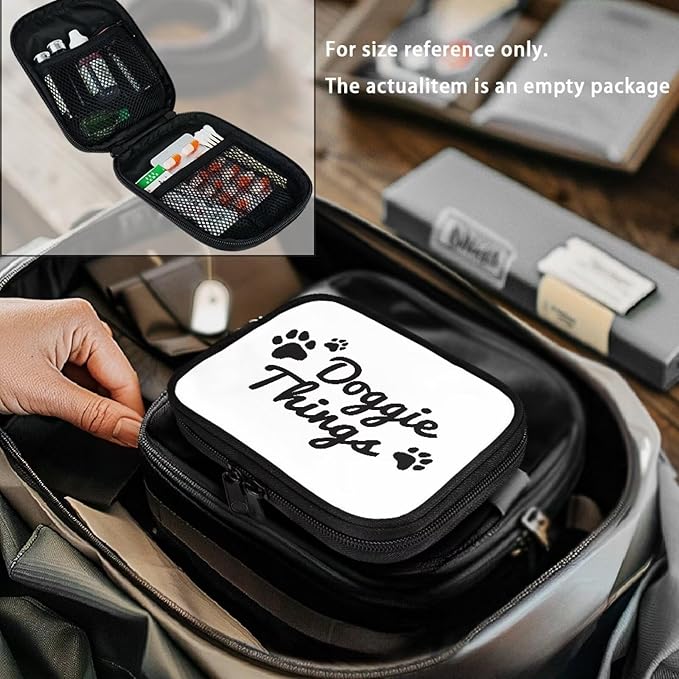 Portable Pill Organizer Box Paw Print Travel Medicine Case Small Daily Vitamin Storage Bag with Zipper Weekly Supplement Holder