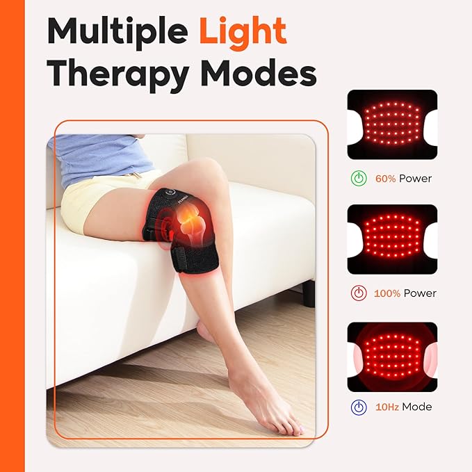 Red-Light-Therapy, Infrared Light Knee Brace Wireless Rechargeable for Knee Shoulder Pain Relief, 660nm & 850nm Infrared Therapy Heated Device for Knee/Shoulder/Joint/Elbow, Gifts for Women Men