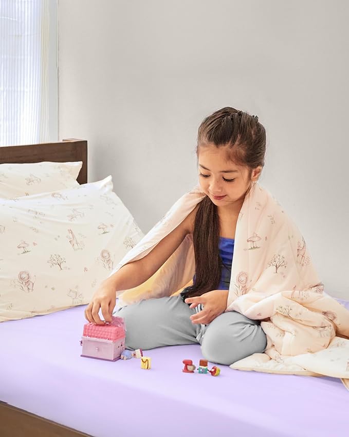 REST® Evercool®+ Fitted Sheet, Twin Size, Lavender Breeze, 13" Deep (up to 15’’), Breathable Bedding for Hot Sleeper, Night Sweats, Bed Sheet with Ionic+ Self-Cleaning Silver Yarn for Sensitive Skin