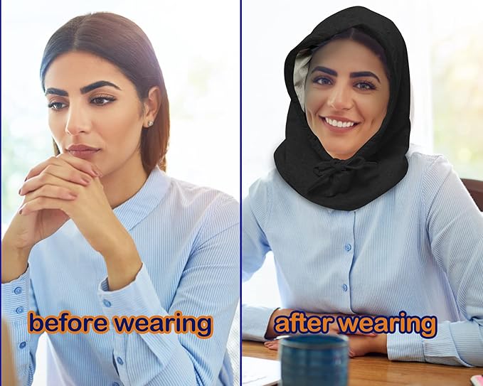 Faraday Hat RF Shielding Hood, Blocks 99% of 5G, WiFi, Cellular Reduction Silver Fabric Cap, Adjustable for Head & Neck Coverage (Black)