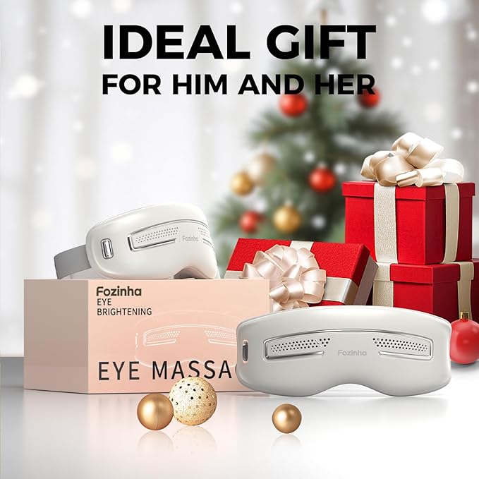 Eye Massager with Heat and Cooling, 12 Vibrators, 4 Massage Modes, 3 Temp Settings, Rechargeable Bluetooth Music, Gifts for Women/Men,Smart Sleep Mask for Relax, Reduce Strain