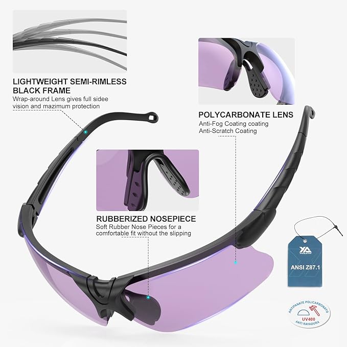 xaegistac Shooting Glasses with Case Anti Fog Hunting Safety Glasses for Adults