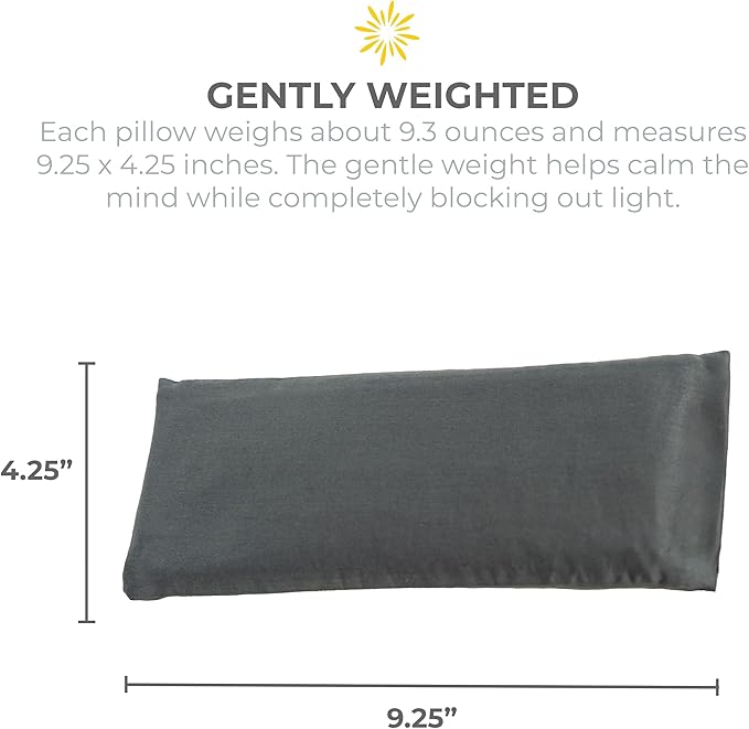 Sunshine Yoga 4-Pack Unscented Sateen Eye Pillows, Low-Luster, 9’’ x 4’’ Flaxseed Weighted Eye Mask for Sleeping, Hot or Cold Eye Therapy for Relaxation, Migraine, and Headache, Charcoal