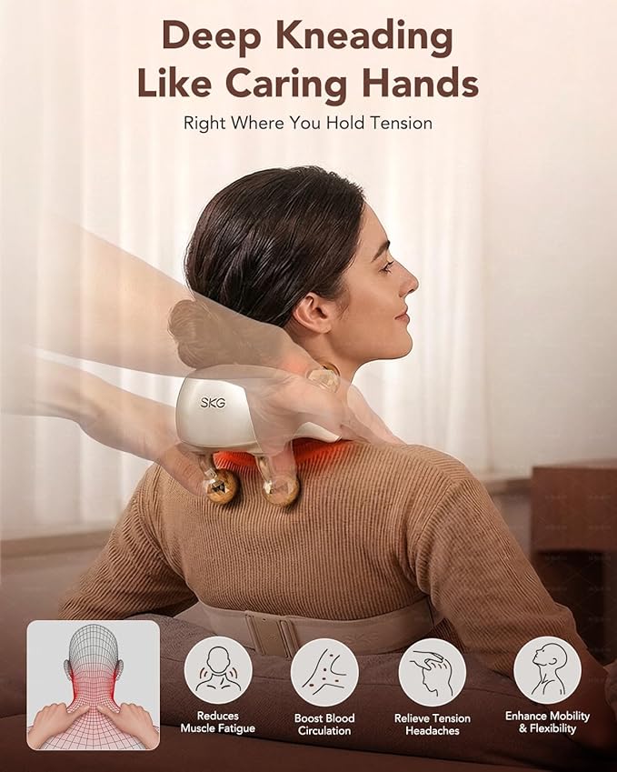 SKG H7 Ultra E Neck Massager for Pain Relief Deep Tissue Shiatsu Cordless Neck and Shoulder Massger with Heat Valentine Gifts for Men Women Dad Mom Grandpa