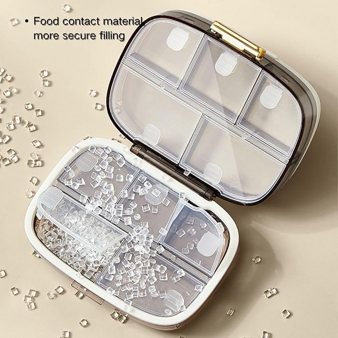 Travel Pill Box – Travel Pill Organizer, 10 Compartments Portable Pill Case,Pill Case for Purse, Pocket – Durable Daily Pill Organizer for Vitamins, Supplements